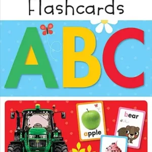 Colorful ABC flashcards with images and text.