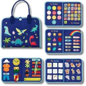 Children's educational activity book with dinosaurs.